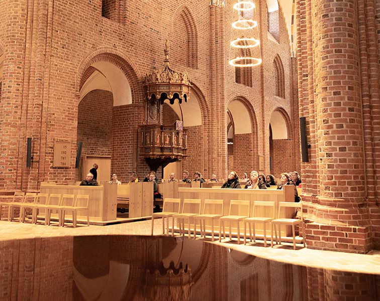 Yoga studio with mats and plants